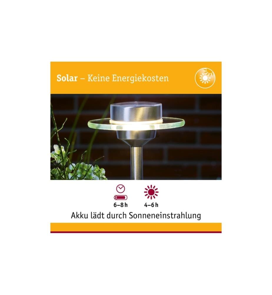 PAULMANN - Sockelleuchte LED Solarspiess Special Ufo, 3000K, Edelstahl