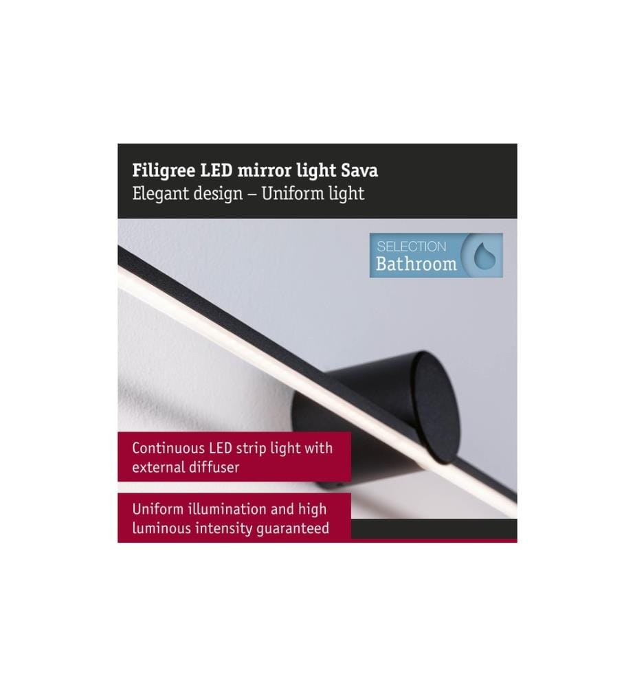 PAULMANN - Lampe à miroir LED Sava 13.5W Noir