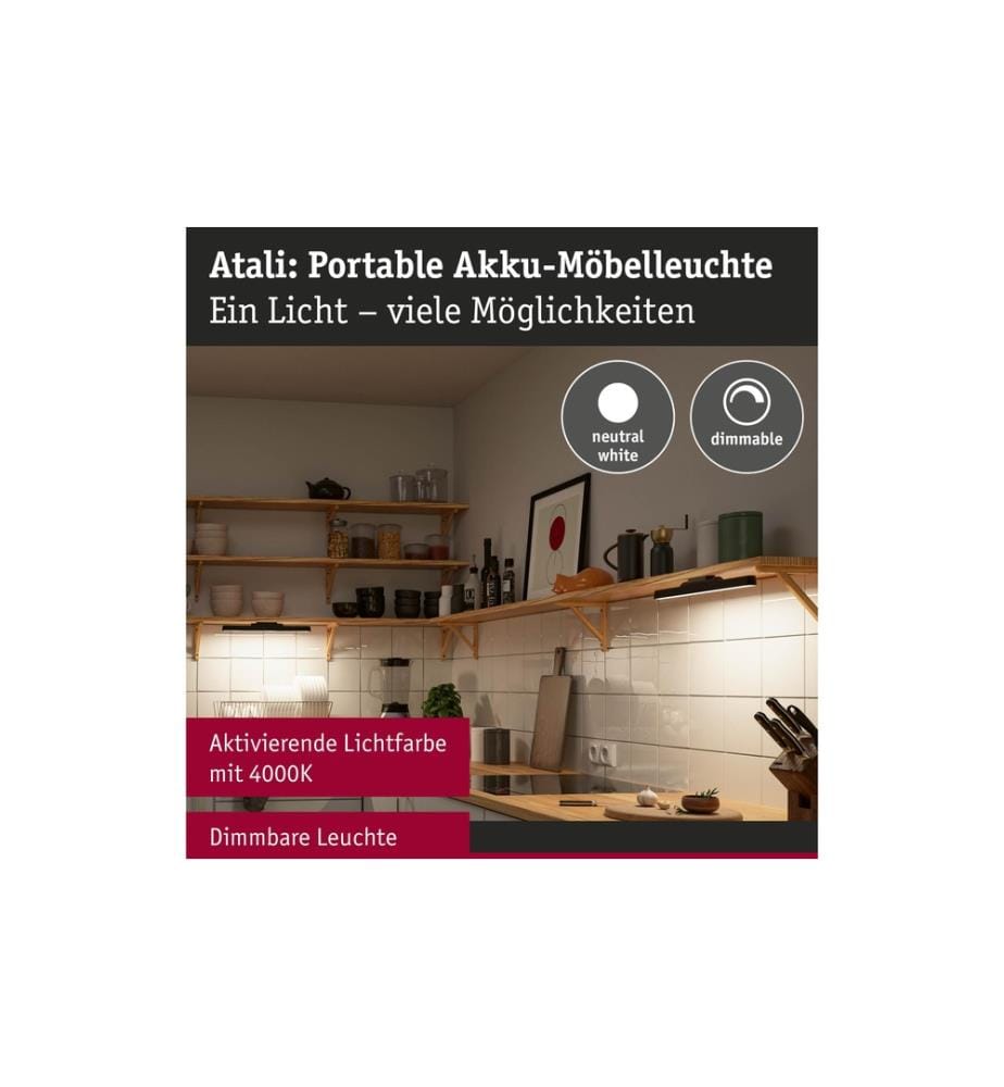 PAULMANN - Lampe mobile pour montage de meubles Atali Noir