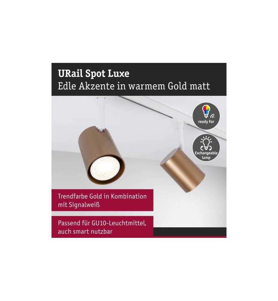 PAULMANN - URail Spot sur rail Luxe GU10 max. 10W 230 V or mat