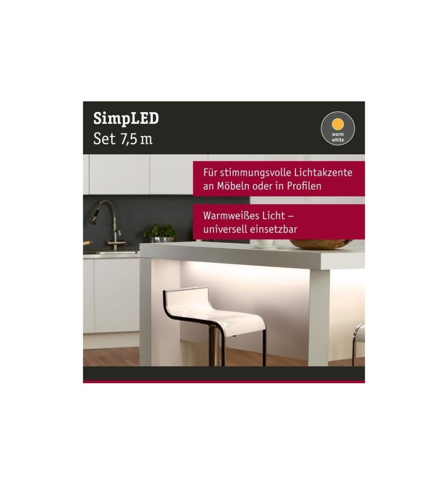 PAULMANN - LED-Stripe SimpLED 3000 K, 7.5 m Rolle