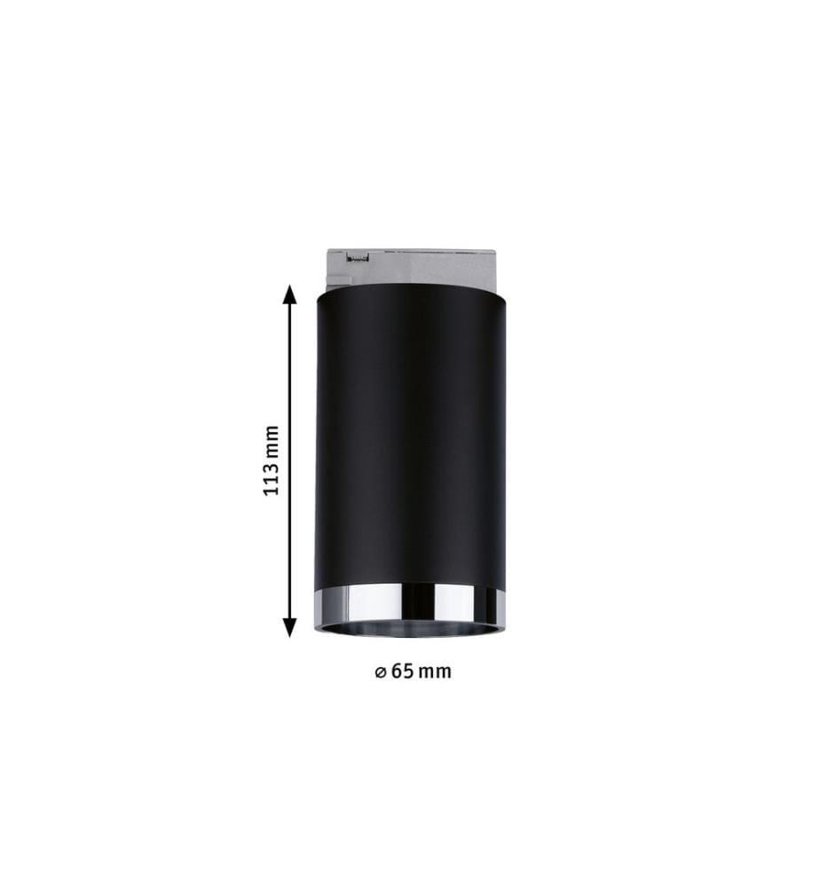 Paulmann Spot sur rail URail Tube, 1 x GU10, 10 W, Noir/Chrome
