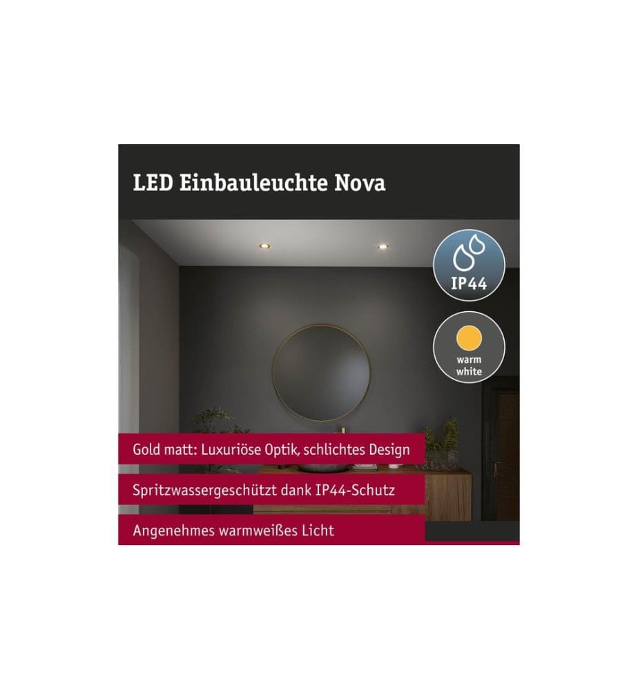 Luminaire encastré Paulmann LED Nova Coin fixe 3-Step-Dim Or