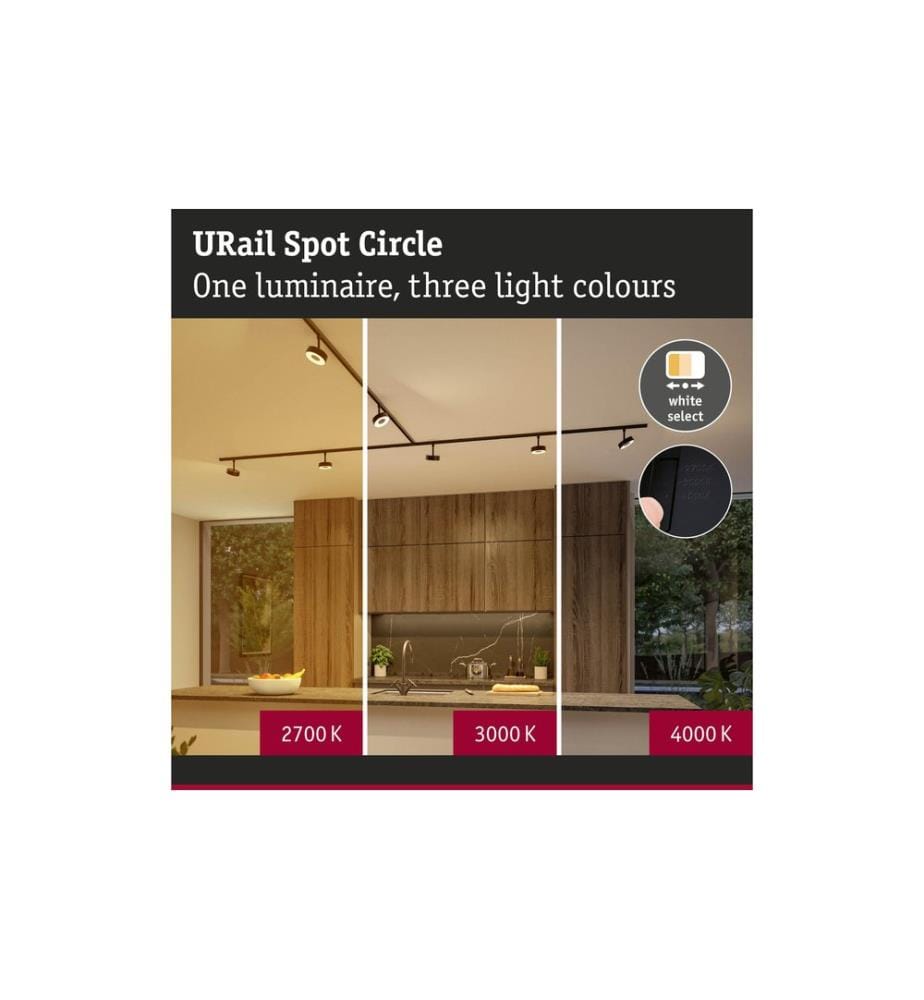 Paulmann URail Track Spot Circle Dimmable 230 V Black