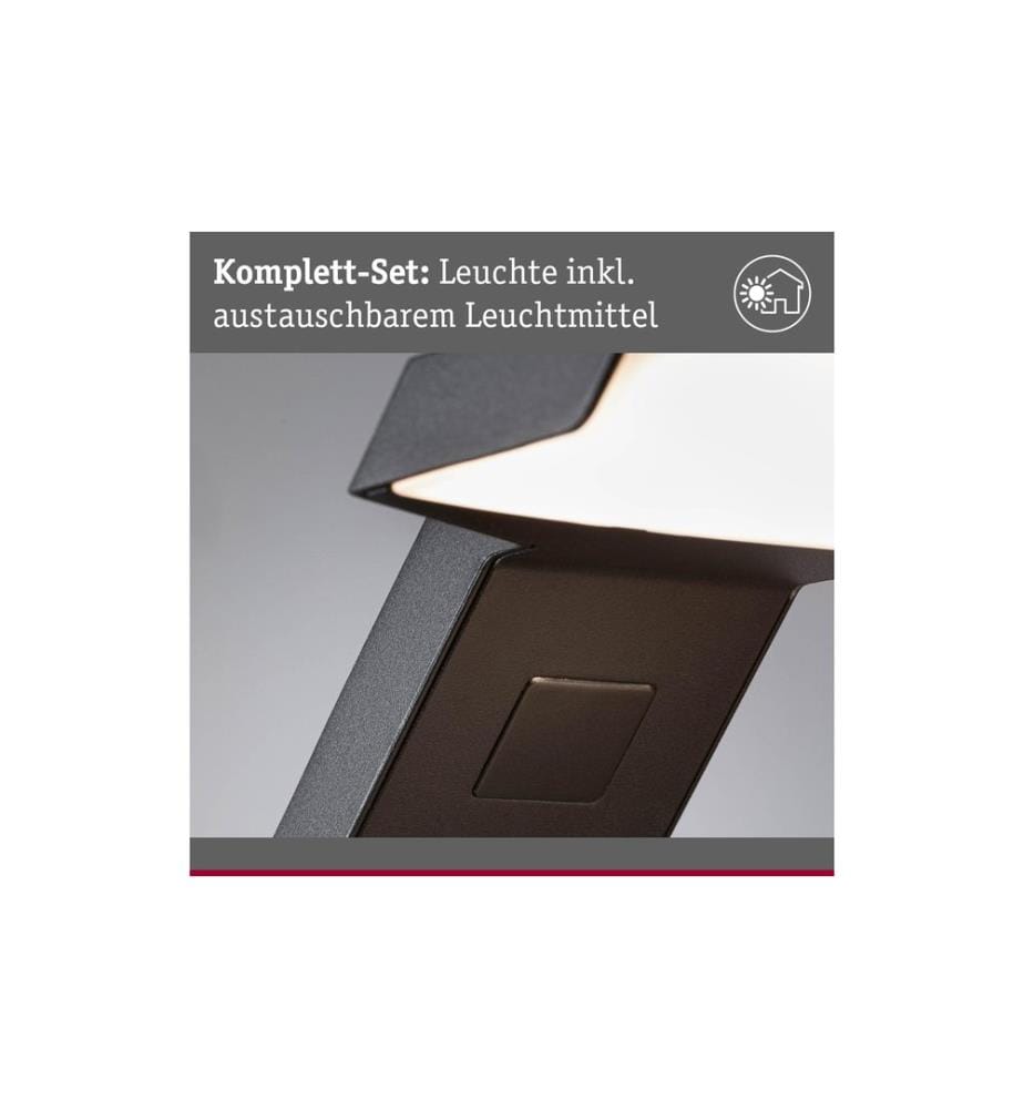 Paulmann Sockelleuchte LED Zenera, 10W, 2200K, Anthrazit