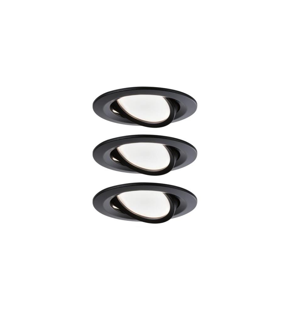 Set de spots encastrables Paulmann Nova Coin 3-Stepdim, 3 x 6 W, 2700 K, noir