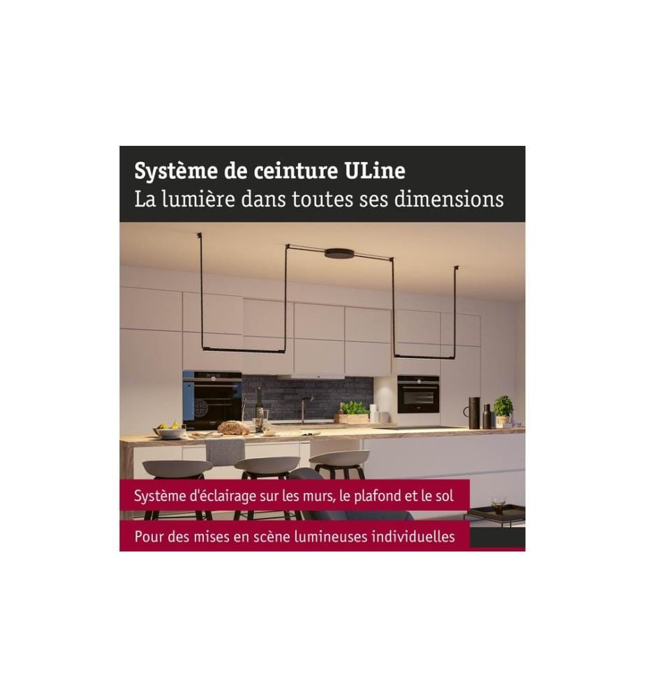 Paulmann Barre lumineuse ULine 650 mm, 3000 K, 90 Ra, Aluminium, Noir