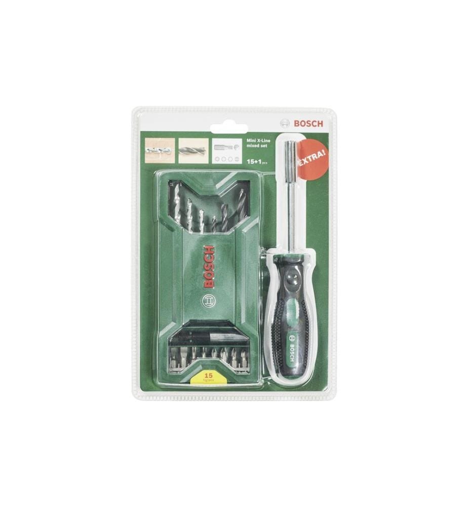 BOSCH - Kits de forets et de bits Mini X-Line, 15+1 pièces