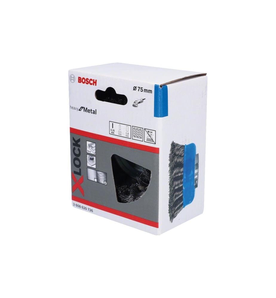 BOSCH - Professional Brosse à godets X-Lock 75 mm, fil d'acier noué