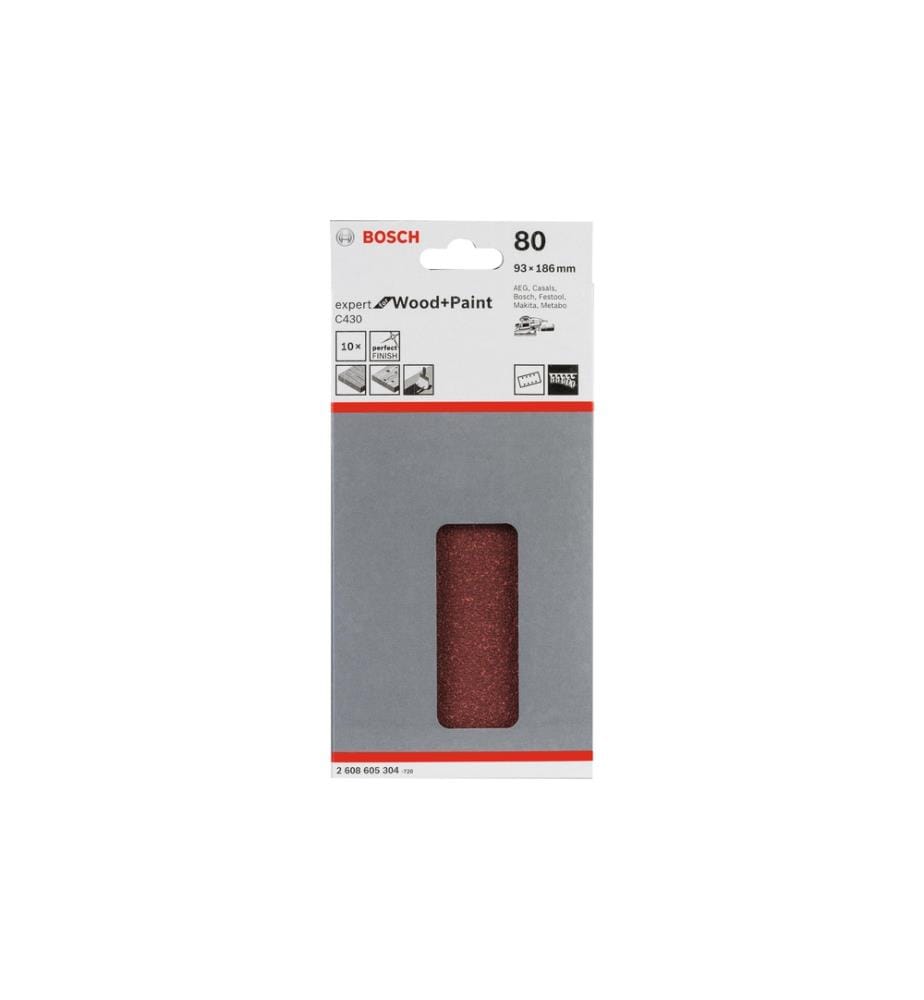 BOSCH - Professional Feuille abrasive C430 93 x 186 mm, K 80, 10 pièces