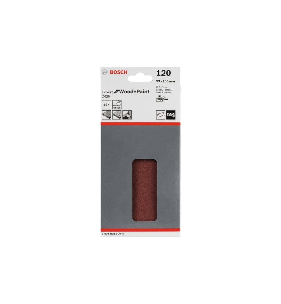 BOSCH - Professional Feuille abrasive C430 93 x 186 cmm, K 120, 10 pièces