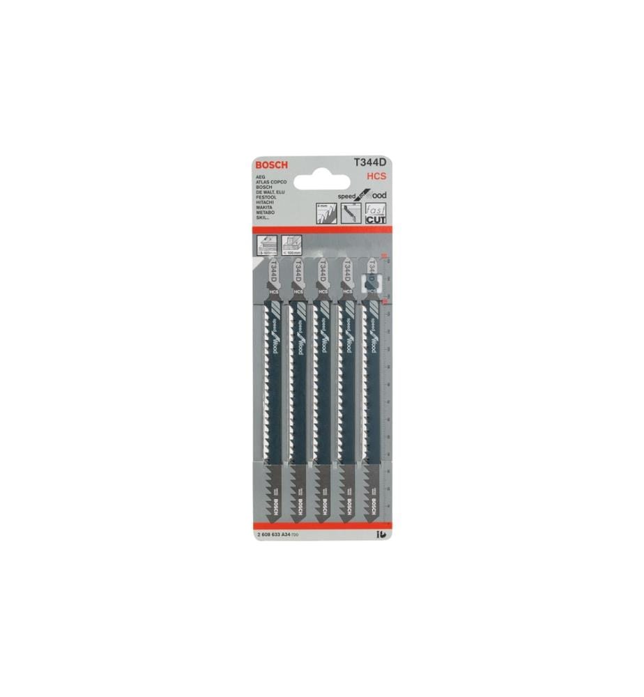 BOSCH - Professional Lame de scie sauteuse T 344 D Speed for Wood, 5 pièces