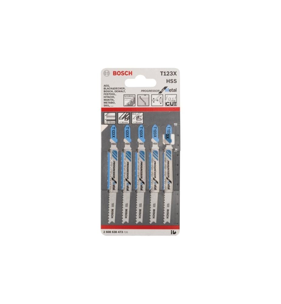 BOSCH - Professional Jeux de lames de scie sauteuse T 123 XF Progressor for Metal, 5 pièces