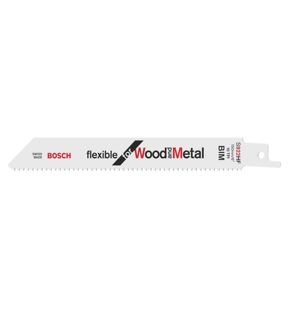 BOSCH - Professional Lame de scie sabre S 922 HF Flexible Wood and Metal, 5 pièces