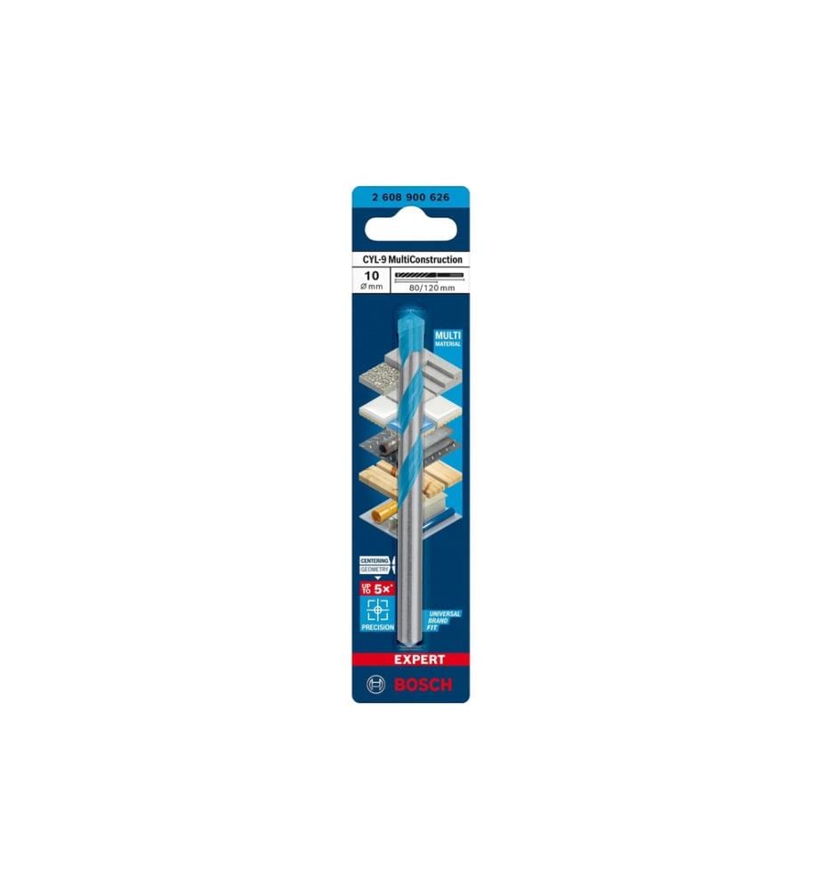 BOSCH - Professional Foret EXPERT CYL-9 MultiConstruction, 10 x 80 x 120 mm