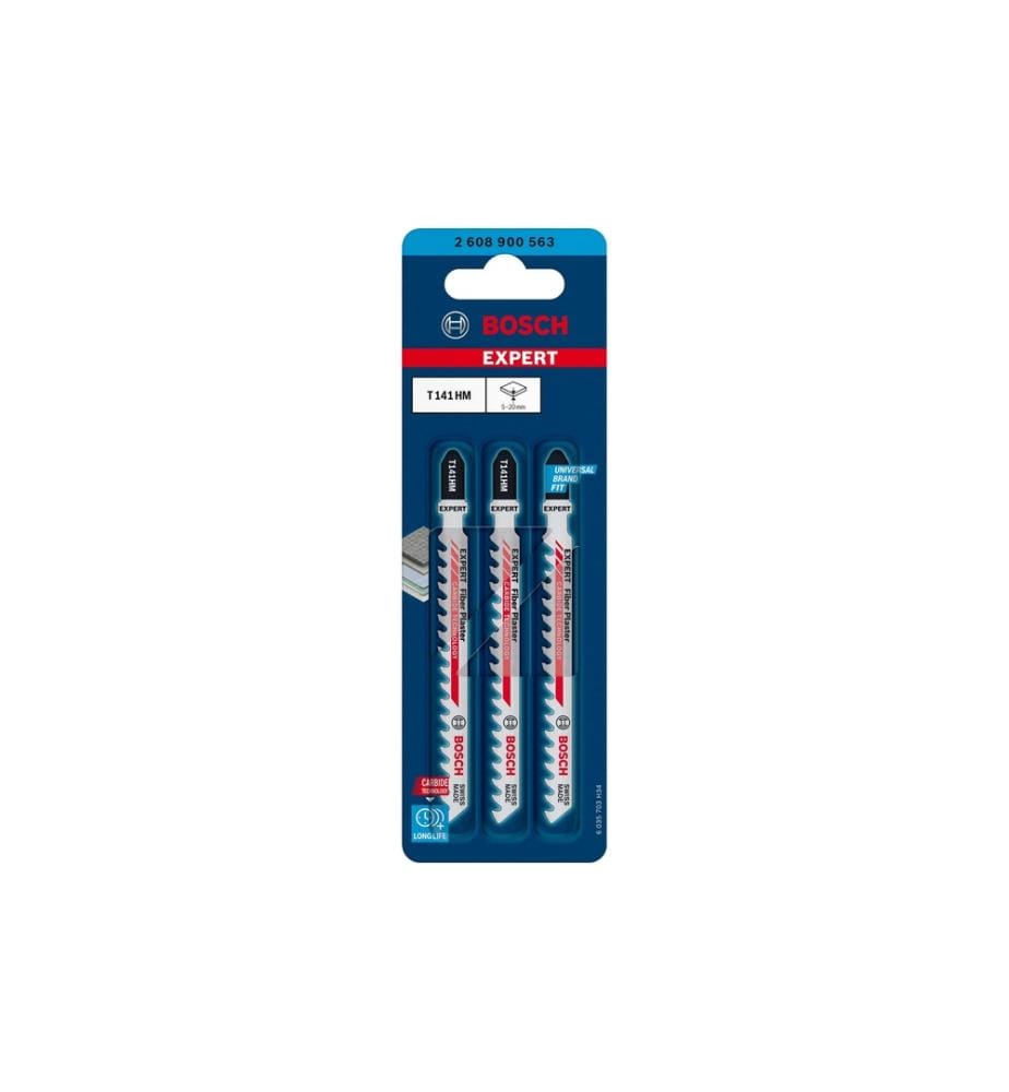 BOSCH - Professional Lame de scie sauteuse EXPERT Fiber Plaster T 141 HM, 3 pièces