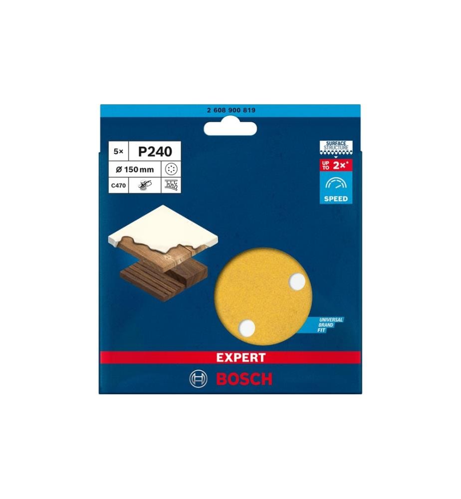 BOSCH - Professional Papier de verre EXPERT C470, 150 mm, G 240, 5 pcs.