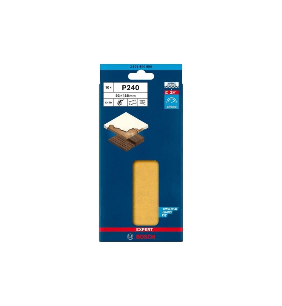 BOSCH - Professional Papier de verre EXPERT C470, 93 x 186 mm, G 240, 10 pcs.
