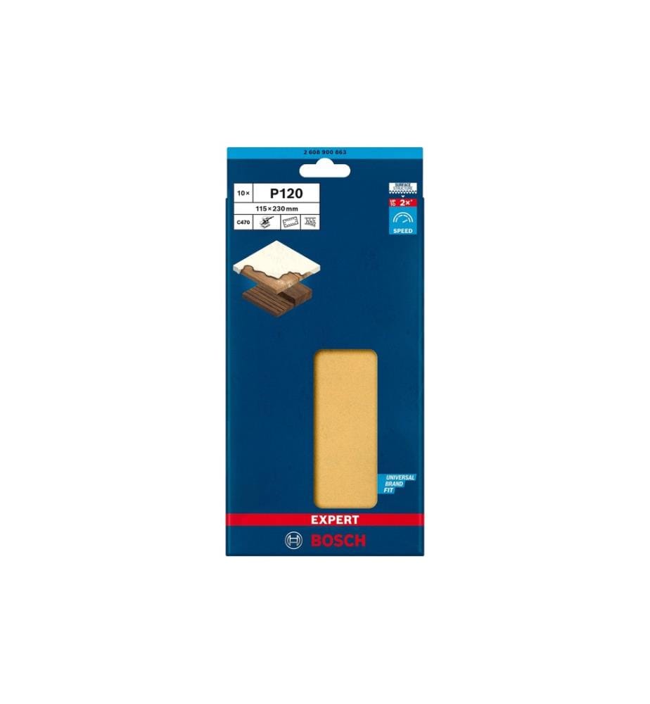 BOSCH - Professional Schleifpapier EXPERT C470, 115 x 230 mm, G 120, 10-tlg.