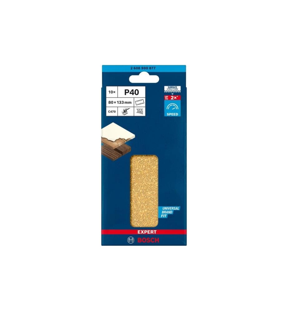 BOSCH - Professional Schleifpapier EXPERT C470, 80 x 133 mm, G 40, 10-tlg.