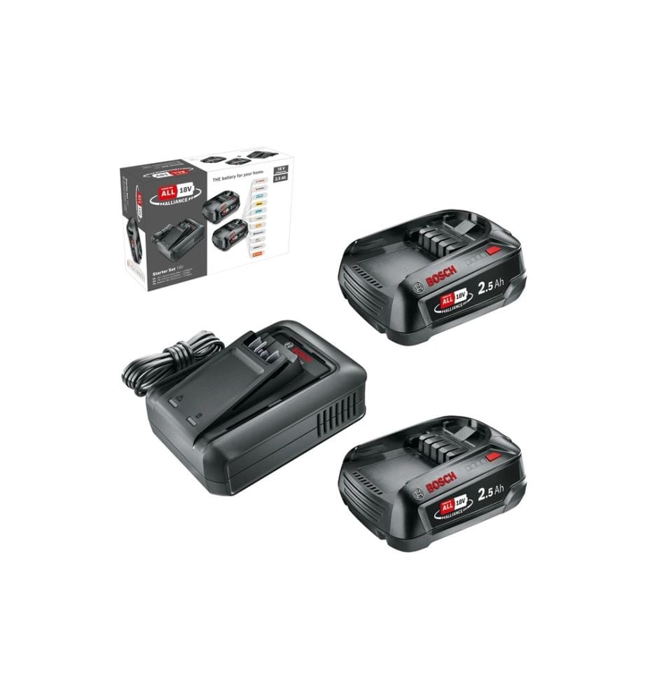 BOSCH - Kit de démarrage pour batterie 18 V, 2 x 2.5 Ah + AL 18 V-44