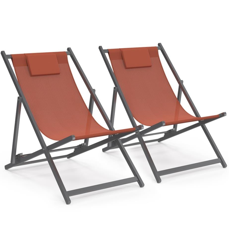 Set of 2 metal and canvas Chiliennes - Terracotta