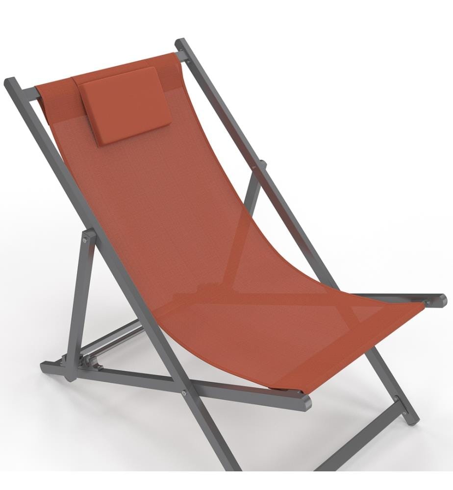 Set of 2 metal and canvas Chiliennes - Terracotta
