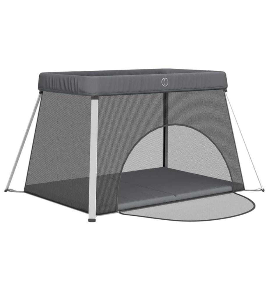 Parc pour bébé avec matelas Gris foncé Tissu de lin