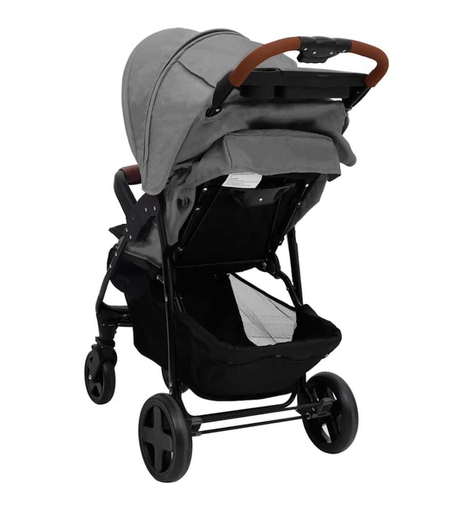 2-in-1 Kinderwagen Hellgrau Stahl