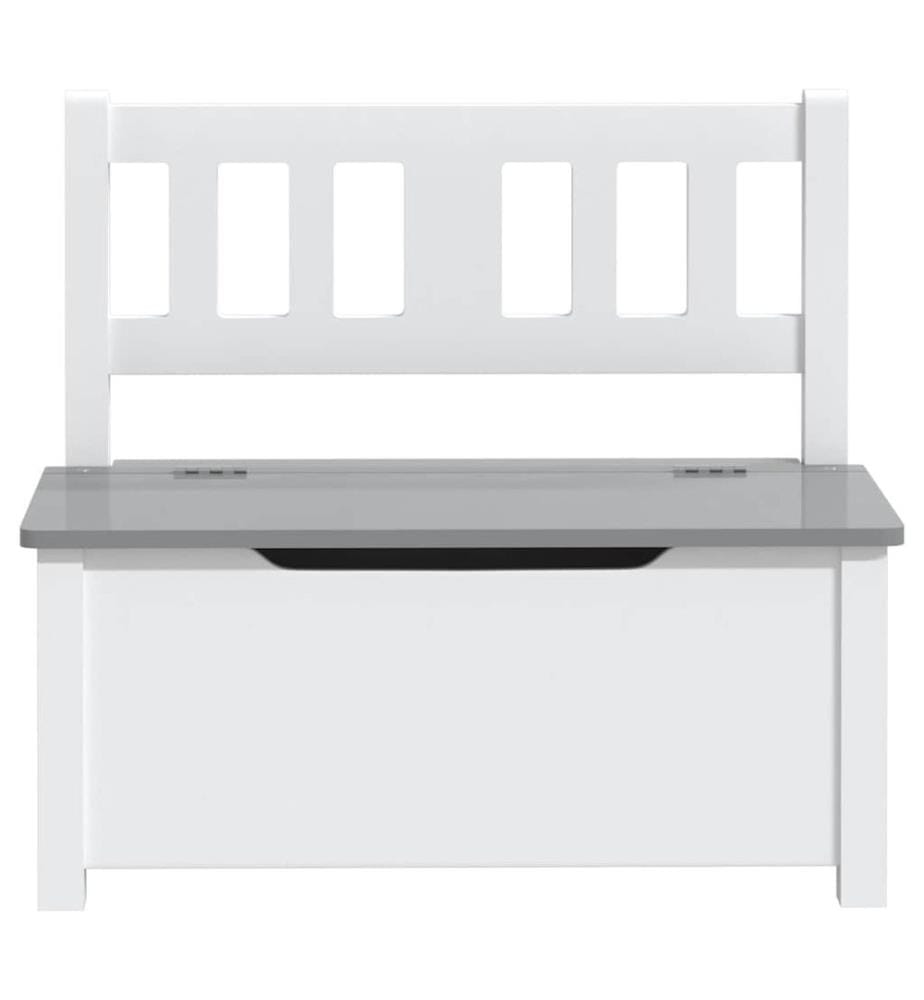 Kinderbank mit Stauraum Weiss und Grau 60x30x55 cm MDF