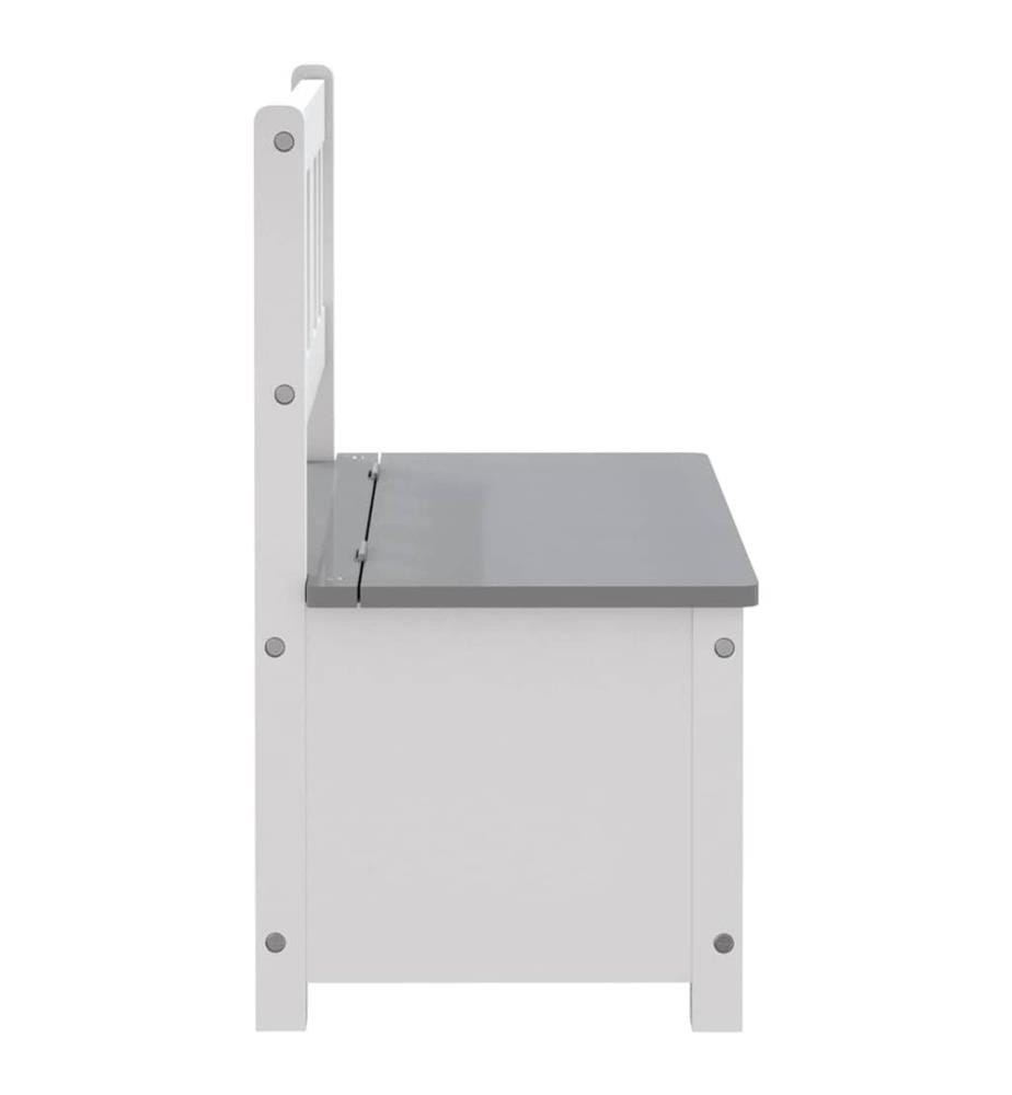 Kinderbank mit Stauraum Weiss und Grau 60x30x55 cm MDF