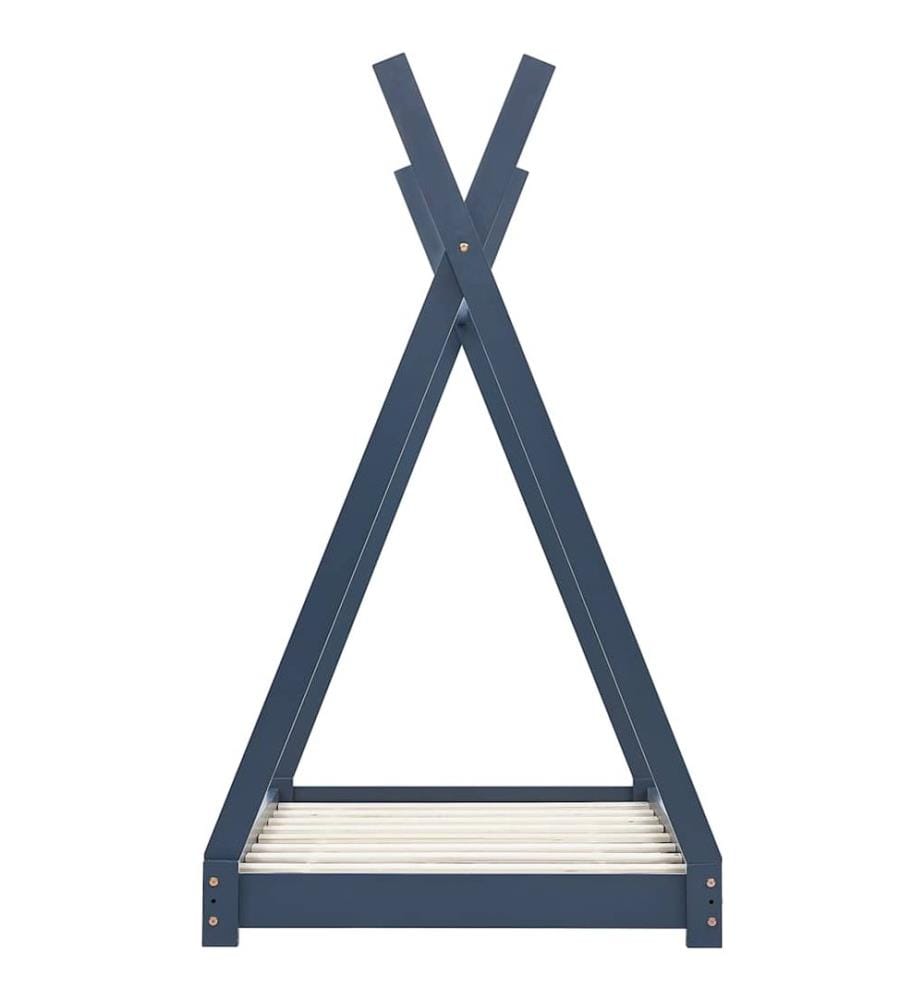 Cadre de lit d'enfant Gris Bois de pin massif 70x140 cm