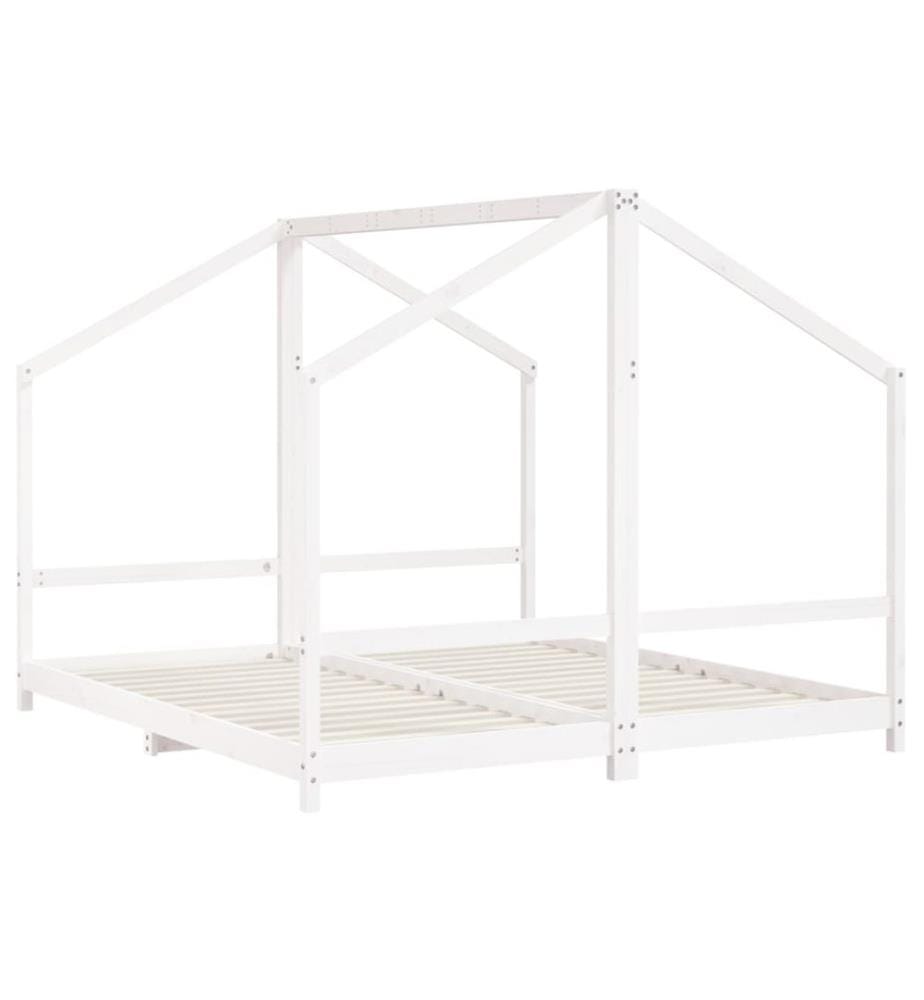 Cadre de lit d'enfant blanc 2x(90x200) cm bois de pin massif