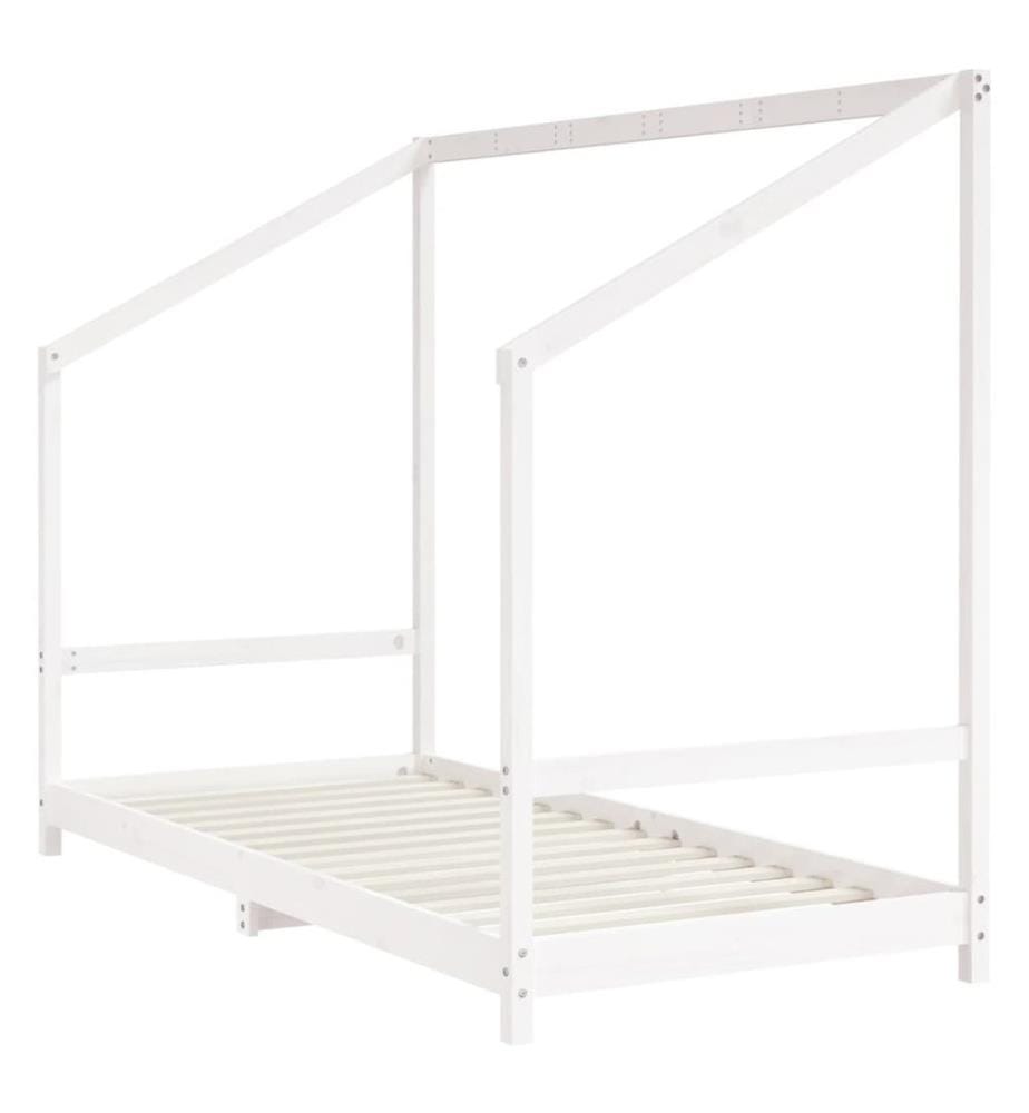Cadre de lit d'enfant blanc 2x(90x200) cm bois de pin massif