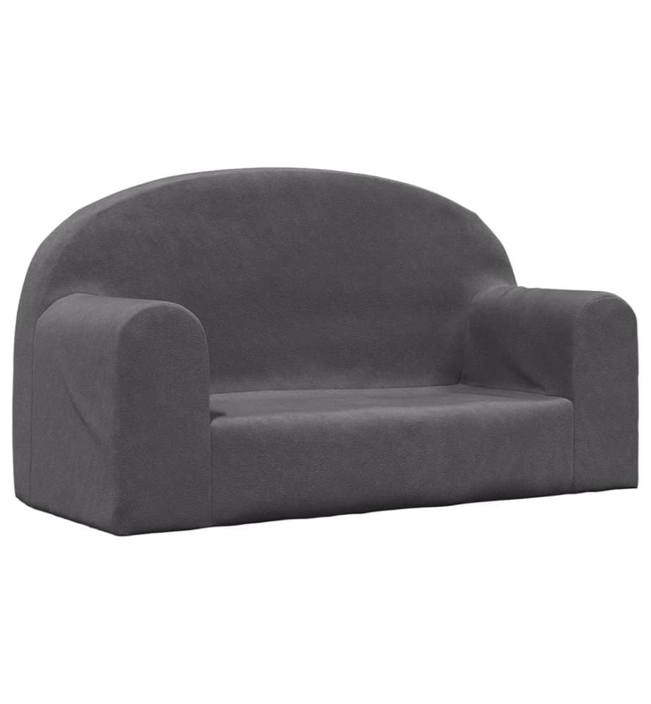 Canapé pour enfants 2 places anthracite peluche douce