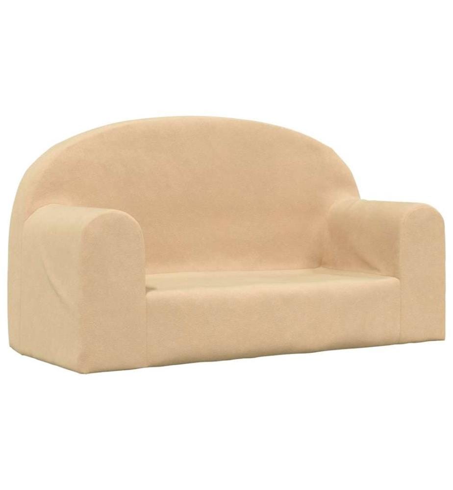 Kindersofa 2-Sitzer Creme Weicher Plüsch