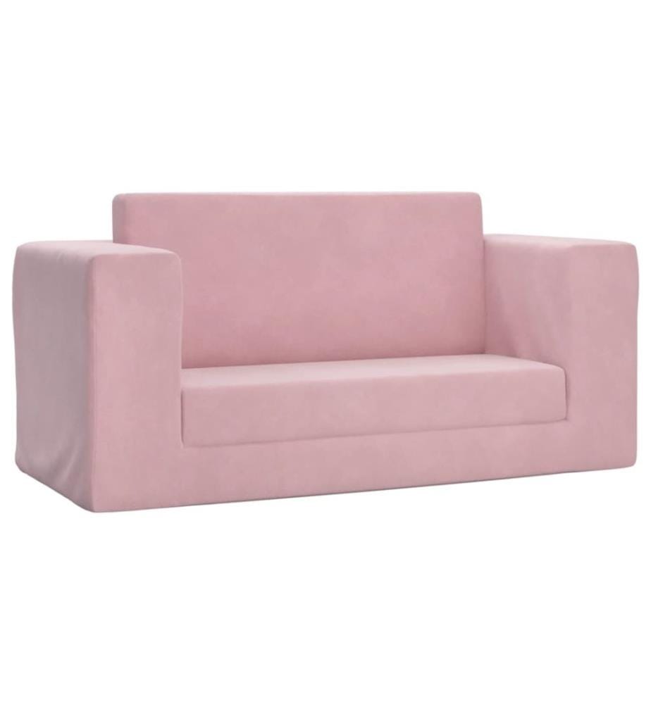 Kinder-Schlafsofa 2-Sitzer Rosa Weicher Plüsch