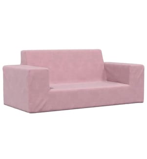 Canapé pour enfants à 2 places Rose Peluche douce