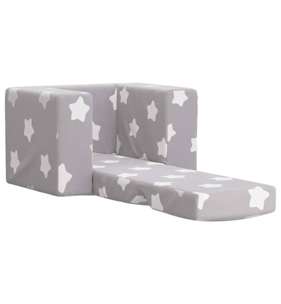 Canapé-lit pour enfants Gris clair avec étoiles Peluche douce