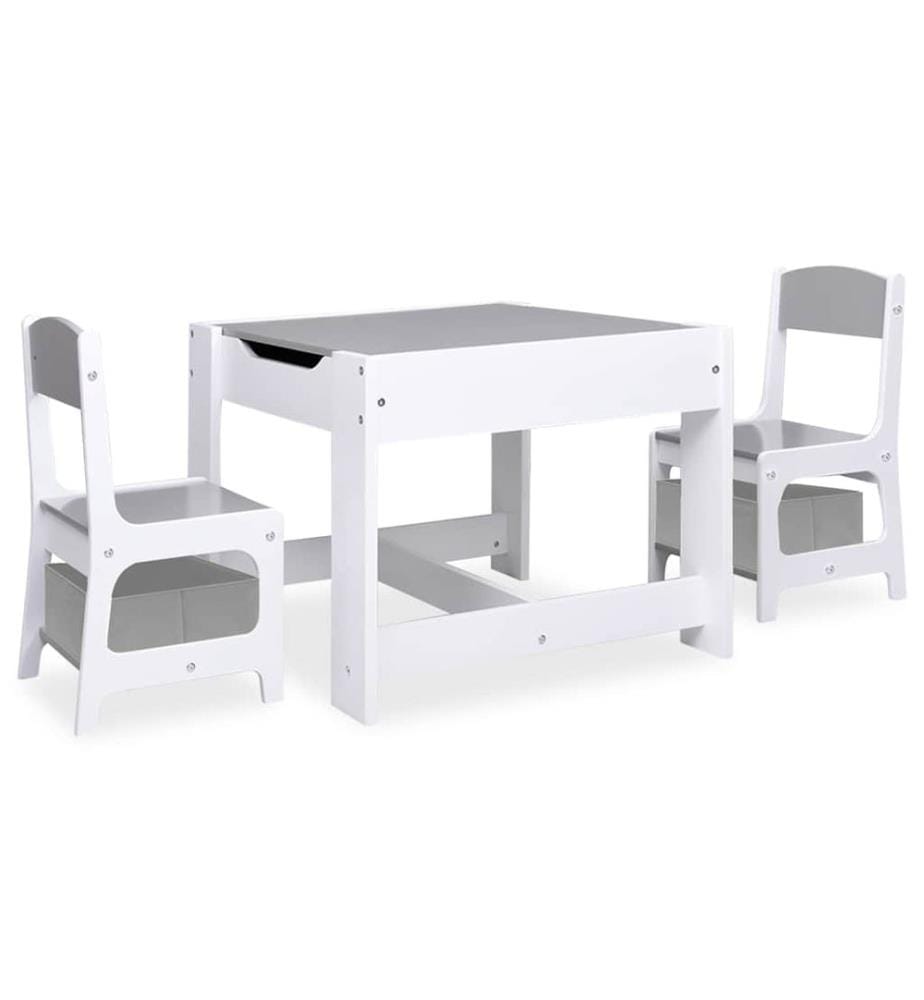 Kindertisch mit 2 Stühlen Weiss MDF