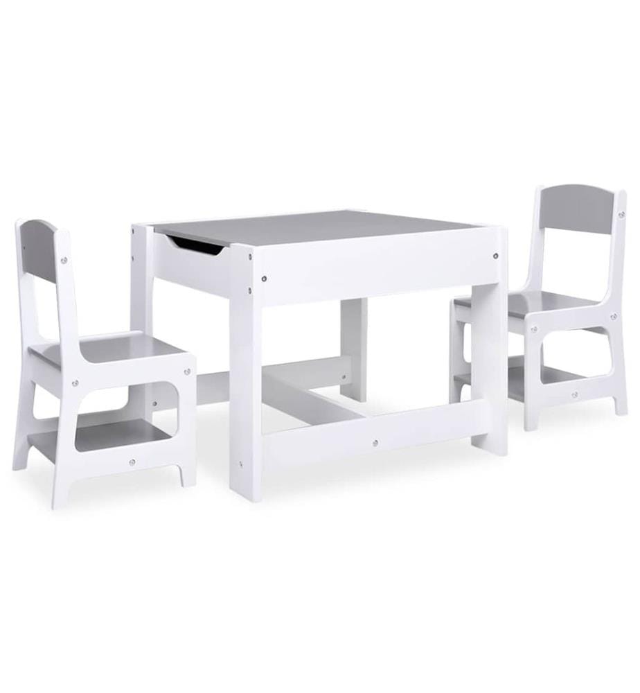 Kindertisch mit 2 Stühlen Weiss MDF