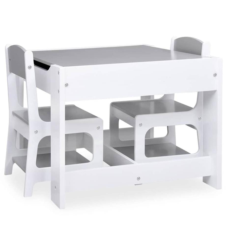 Kindertisch mit 2 Stühlen Weiss MDF