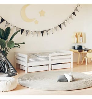 Kinderbett mit Schubladen Weiss 70x140 cm Massivholz Kiefer