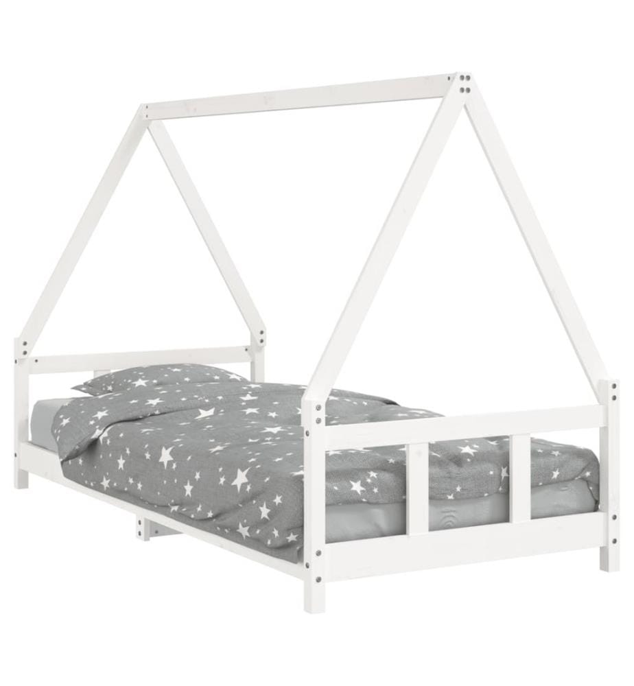 Kinderbett Weiss 90x200 cm Massivholz Kiefer