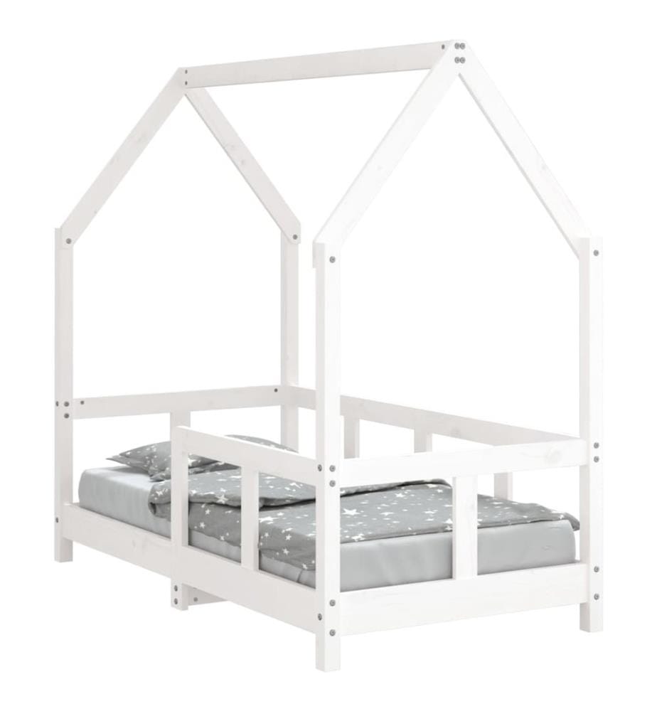 Kinderbett Weiss 70x140 cm Massivholz Kiefer