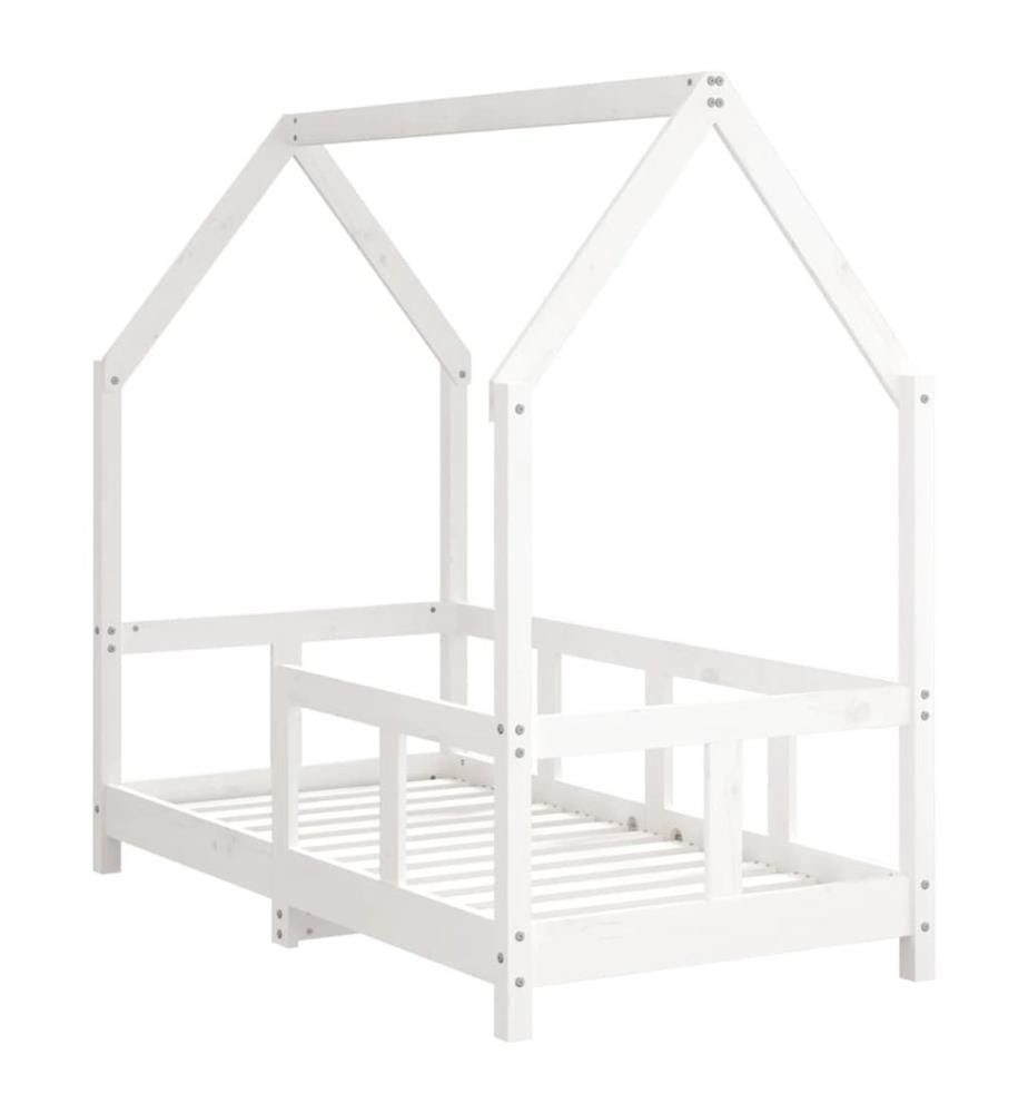 Kinderbett Weiss 70x140 cm Massivholz Kiefer
