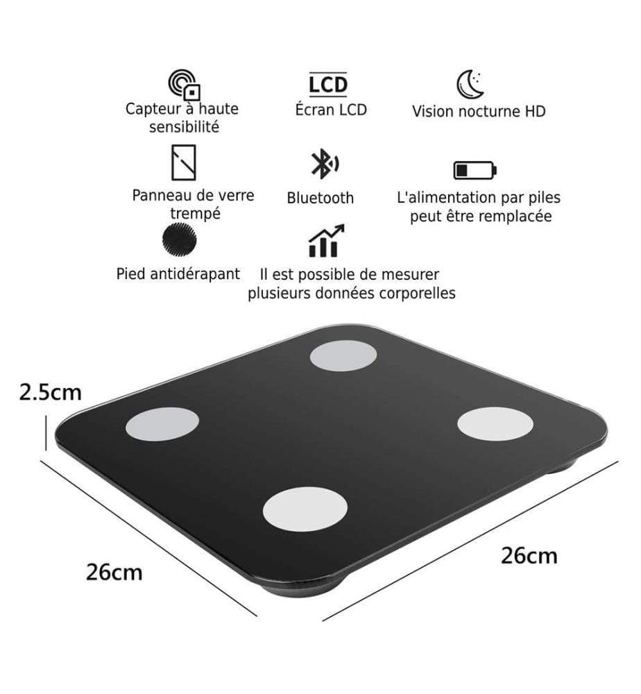 Digitale Bluetooth-Waage - Schwarz