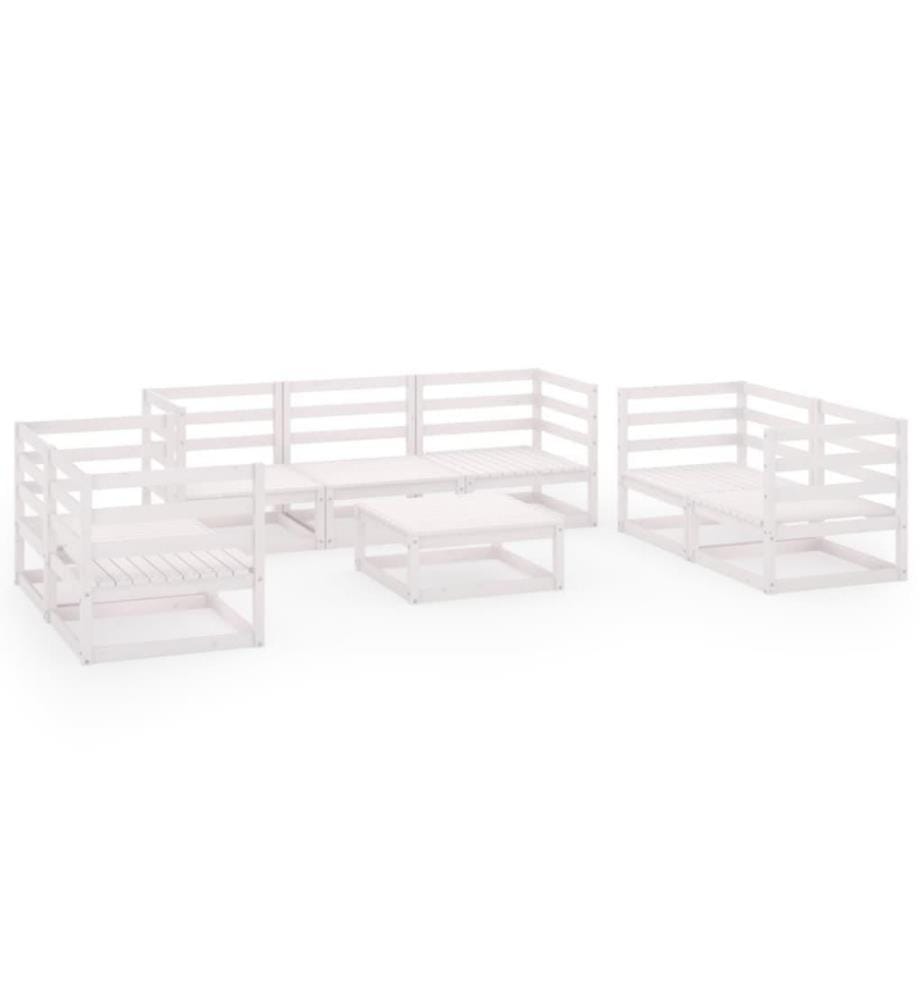 8-tlg. Garten-Lounge-Set Weiss Kiefer Massivholz