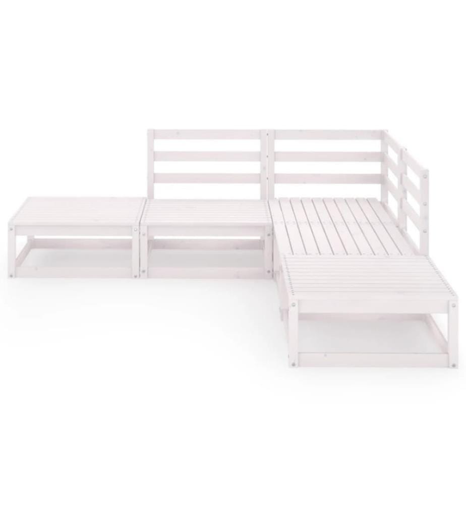 5-tlg. Garten-Lounge-Set Weiss Kiefer Massivholz