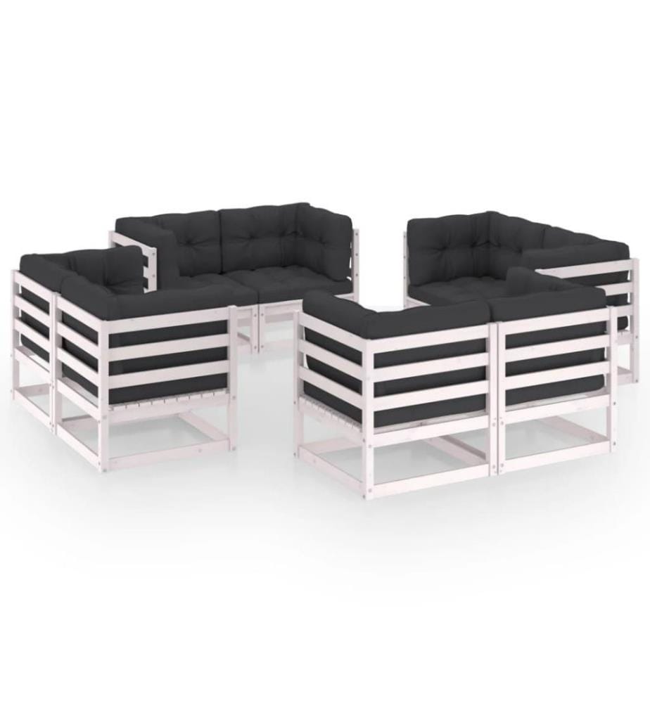 8-tlg. Garten-Lounge-Set mit Kissen Kiefer Massivholz